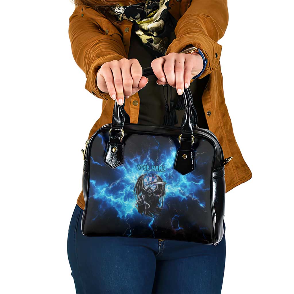 Custom Grim Reaper Bowling Shoulder Handbag with Blue Lightning Background - Wonder Print Shop