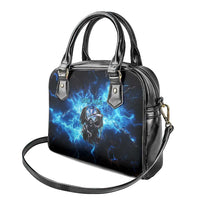 Custom Grim Reaper Bowling Shoulder Handbag with Blue Lightning Background - Wonder Print Shop