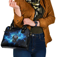 Custom Grim Reaper Bowling Shoulder Handbag with Blue Lightning Background - Wonder Print Shop