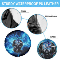 Custom Grim Reaper Bowling Spare Tire Cover with Blue Lightning Background - Wonder Print Shop