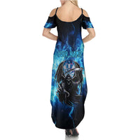 Custom Grim Reaper Bowling Summer Maxi Dress with Blue Lightning Background - Wonder Print Shop