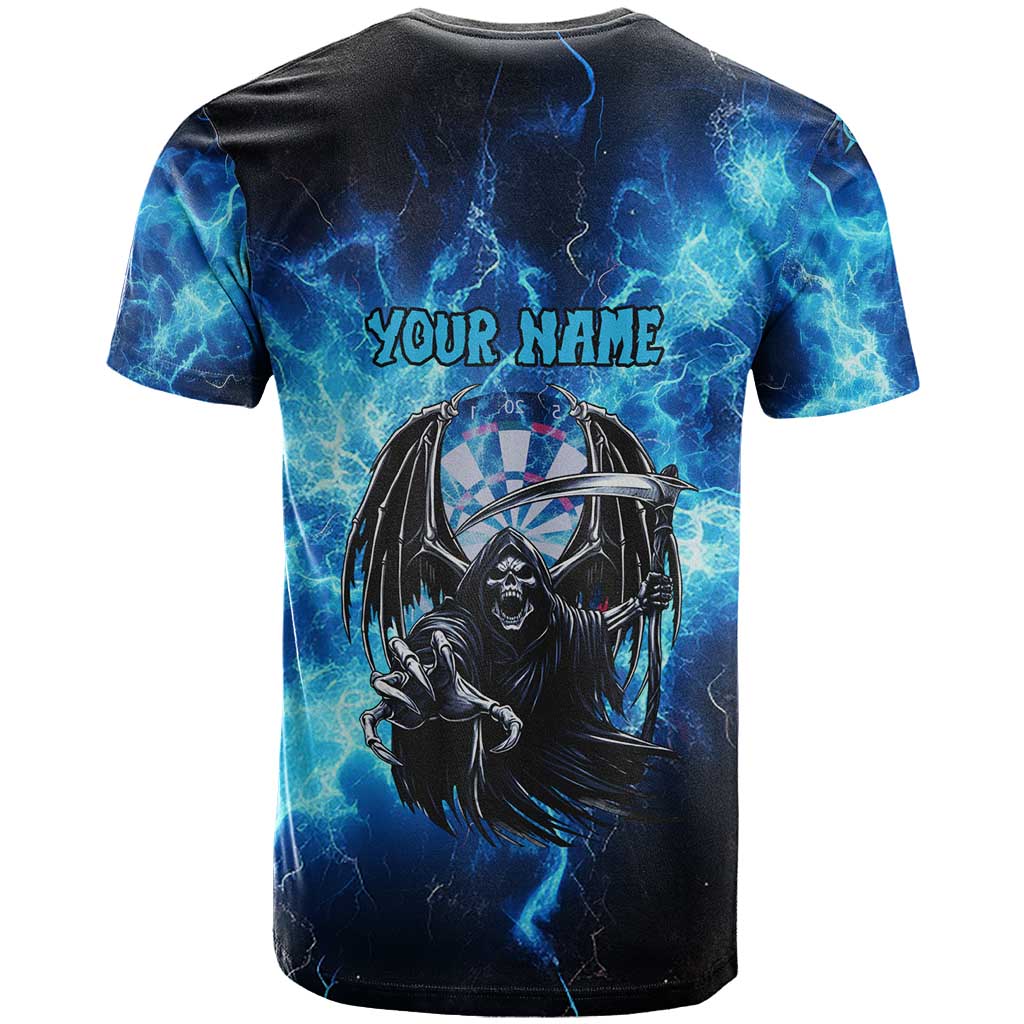 Custom Grim Reaper Bowling T Shirt with Blue Lightning Background - Wonder Print Shop