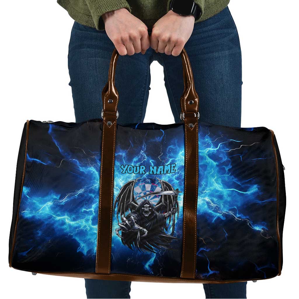 Custom Grim Reaper Bowling Travel Bag with Blue Lightning Background - Wonder Print Shop