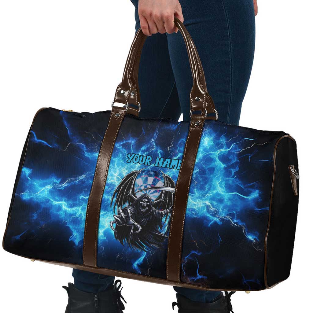 Custom Grim Reaper Bowling Travel Bag with Blue Lightning Background - Wonder Print Shop