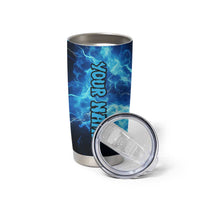 Custom Grim Reaper Bowling Tumbler Cup with Blue Lightning Background - Wonder Print Shop