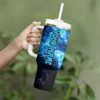 Custom Grim Reaper Bowling Tumbler With Handle with Blue Lightning Background - Wonder Print Shop