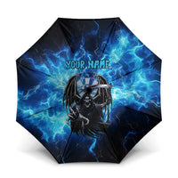 Custom Grim Reaper Bowling Umbrella with Blue Lightning Background - Wonder Print Shop