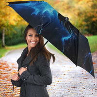 Custom Grim Reaper Bowling Umbrella with Blue Lightning Background - Wonder Print Shop