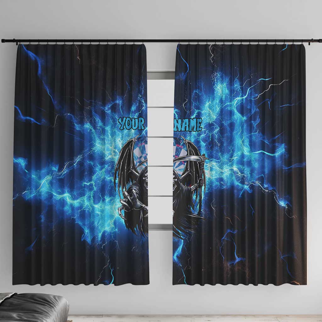 Custom Grim Reaper Bowling Window Curtain with Blue Lightning Background - Wonder Print Shop
