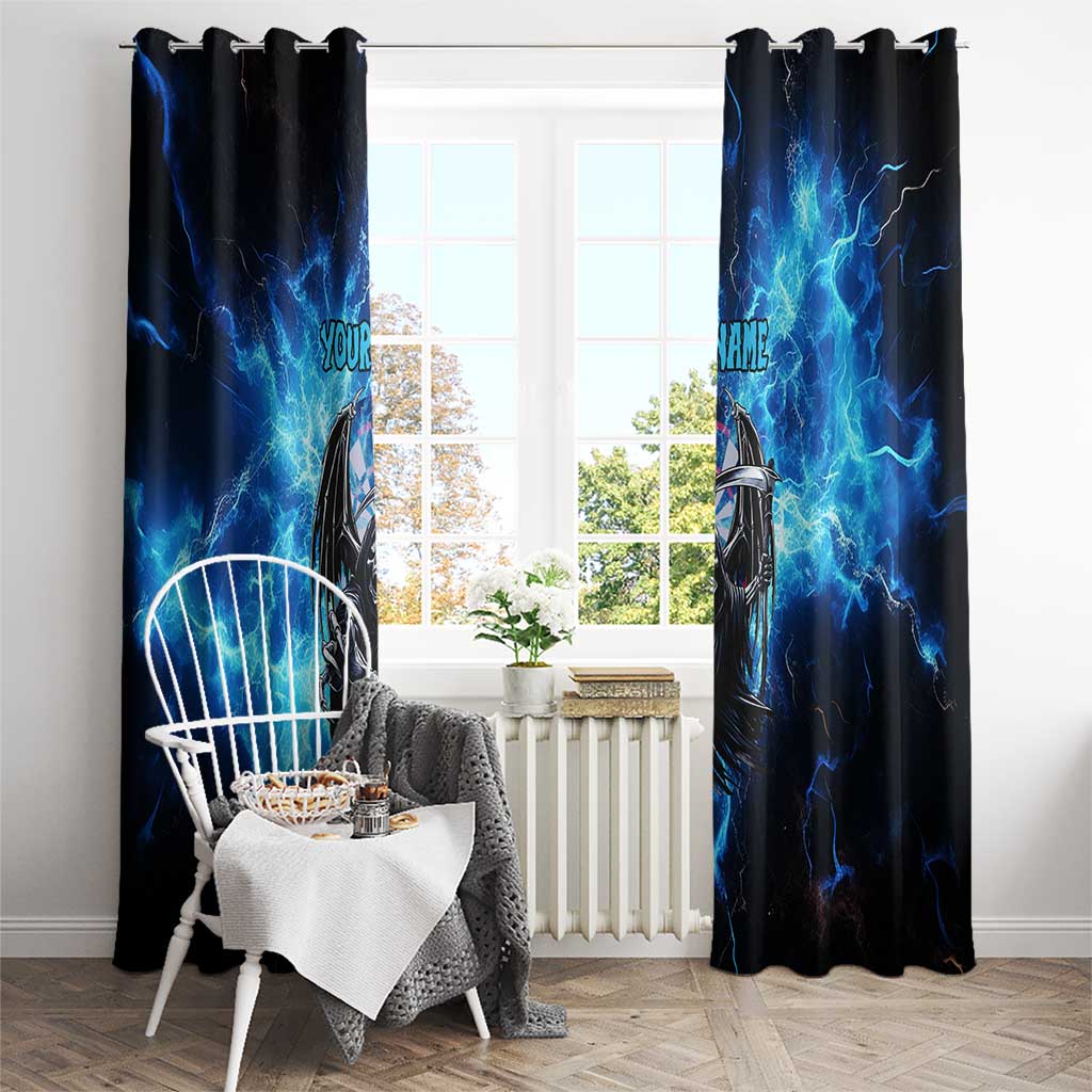 Custom Grim Reaper Bowling Window Curtain with Blue Lightning Background - Wonder Print Shop