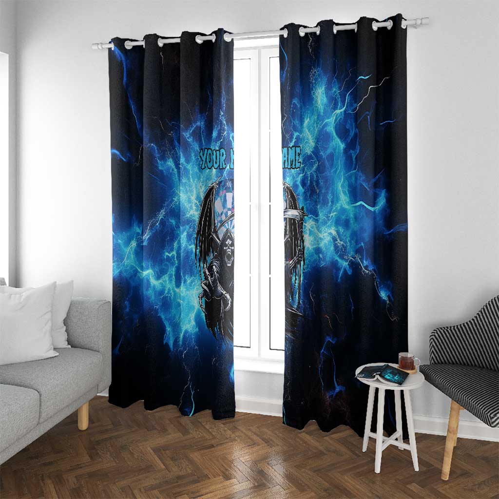 Custom Grim Reaper Bowling Window Curtain with Blue Lightning Background - Wonder Print Shop