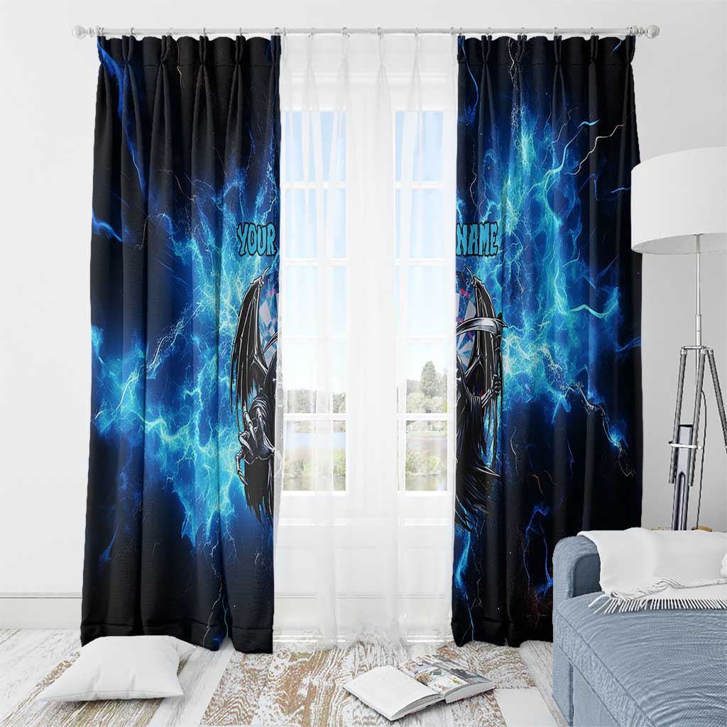 Custom Grim Reaper Bowling Window Curtain with Blue Lightning Background - Wonder Print Shop