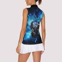 Custom Grim Reaper Bowling Women Sleeveless Polo Shirt with Blue Lightning Background - Wonder Print Shop