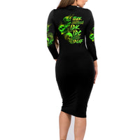 Stuck Between Idk Idc And Idgaf Skull Family Matching Long Sleeve Bodycon Dress and Hawaiian Shirt - Wonder Print Shop