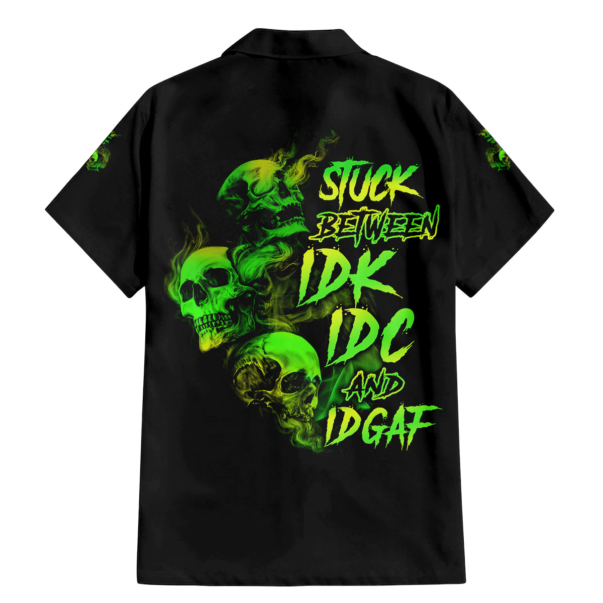 Stuck Between Idk Idc And Idgaf Skull Family Matching Mermaid Dress and Hawaiian Shirt - Wonder Print Shop