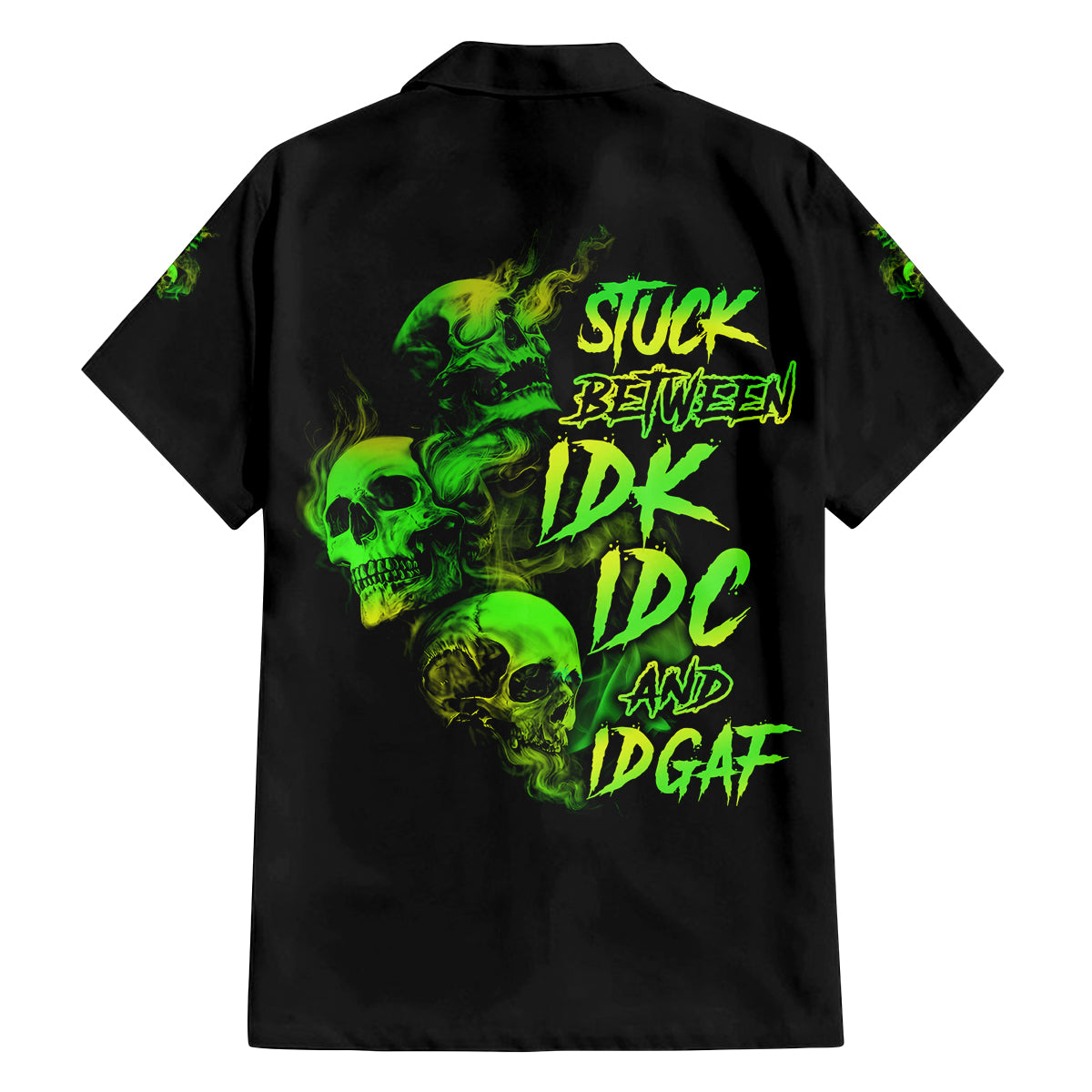 Stuck Between Idk Idc And Idgaf Skull Family Matching Tank Maxi Dress and Hawaiian Shirt - Wonder Print Shop