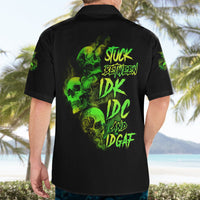 Stuck Between Idk Idc And Idgaf Skull Hawaiian Shirt - Wonder Print Shop