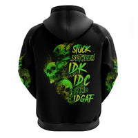 Stuck Between Idk Idc And Idgaf Skull Hoodie - Wonder Print Shop