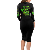 Stuck Between Idk Idc And Idgaf Skull Long Sleeve Bodycon Dress - Wonder Print Shop