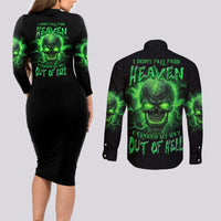 Heaven Don't Want Me Mad Skull Couples Matching Long Sleeve Bodycon Dress and Long Sleeve Button Shirt - Wonder Print Shop
