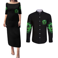 Heaven Don't Want Me Mad Skull Couples Matching Puletasi Dress and Long Sleeve Button Shirt - Wonder Print Shop