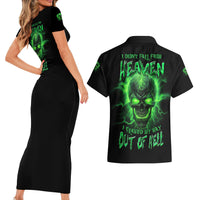 Heaven Don't Want Me Mad Skull Couples Matching Short Sleeve Bodycon Dress and Hawaiian Shirt - Wonder Print Shop