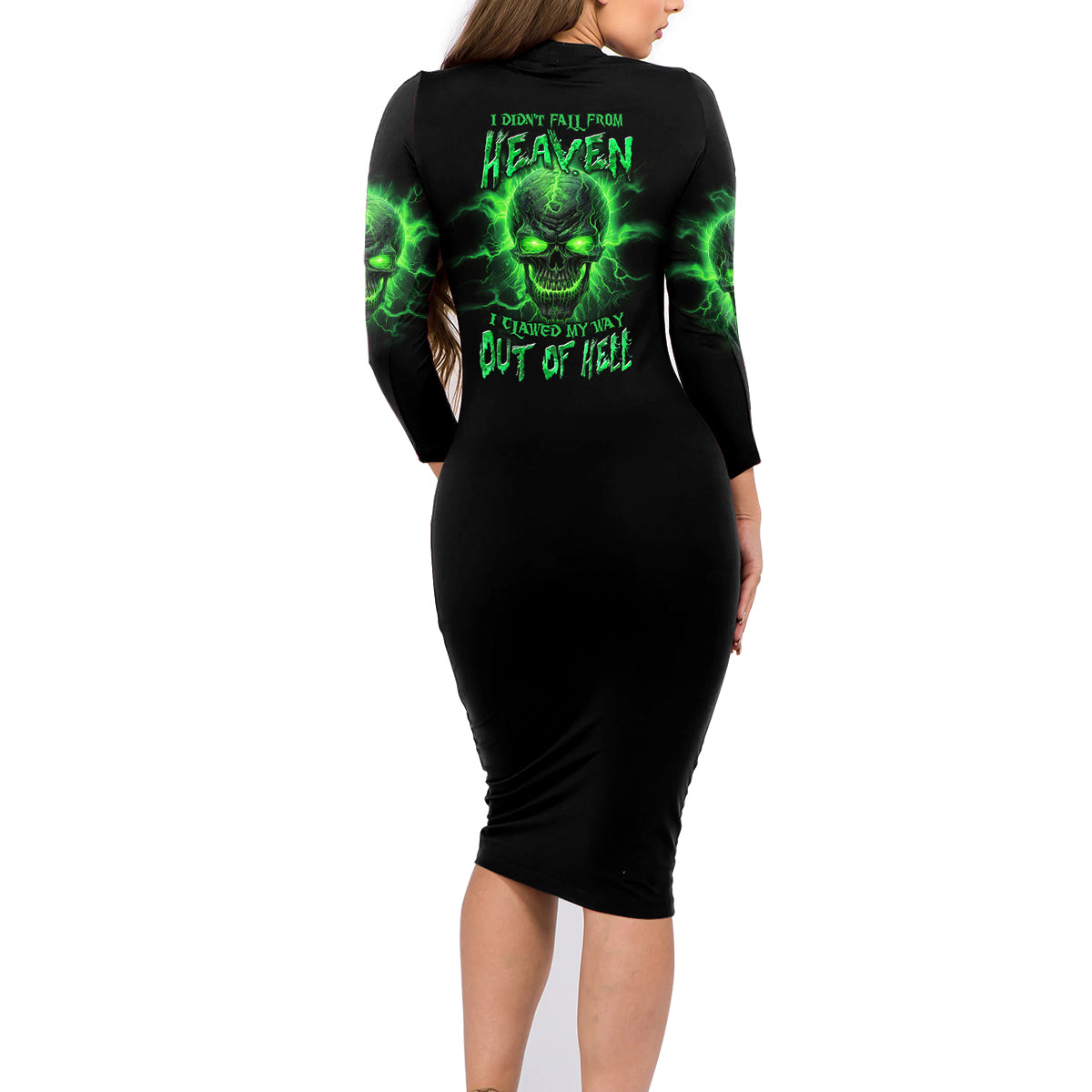 Heaven Don't Want Me Mad Skull Family Matching Long Sleeve Bodycon Dress and Hawaiian Shirt - Wonder Print Shop