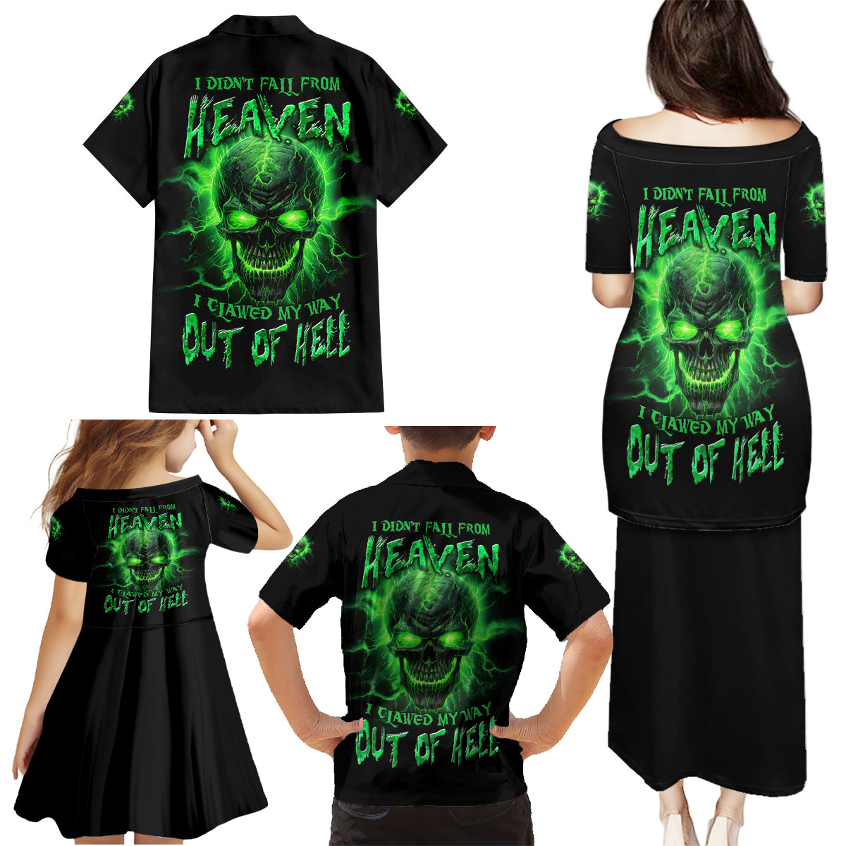 Heaven Don't Want Me Mad Skull Family Matching Puletasi Dress and Hawaiian Shirt - Wonder Print Shop