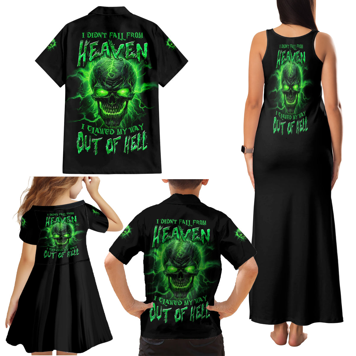 Heaven Don't Want Me Mad Skull Family Matching Tank Maxi Dress and Hawaiian Shirt - Wonder Print Shop