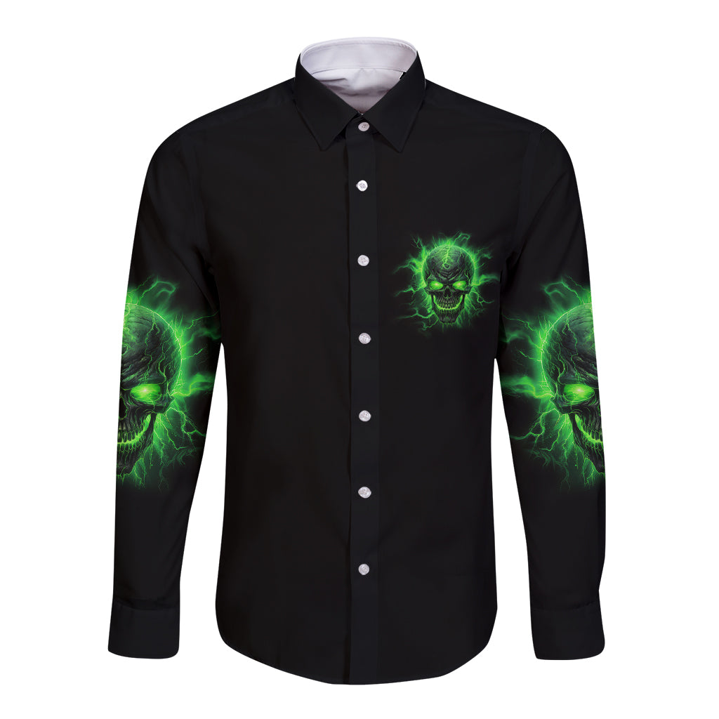 Heaven Don't Want Me Mad Skull Long Sleeve Button Shirt - Wonder Print Shop