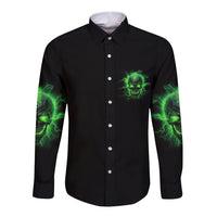 Heaven Don't Want Me Mad Skull Long Sleeve Button Shirt - Wonder Print Shop