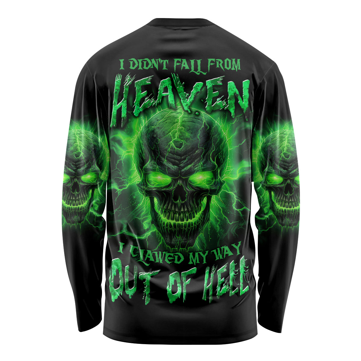 Heaven Don't Want Me Mad Skull Long Sleeve Shirt - Wonder Print Shop