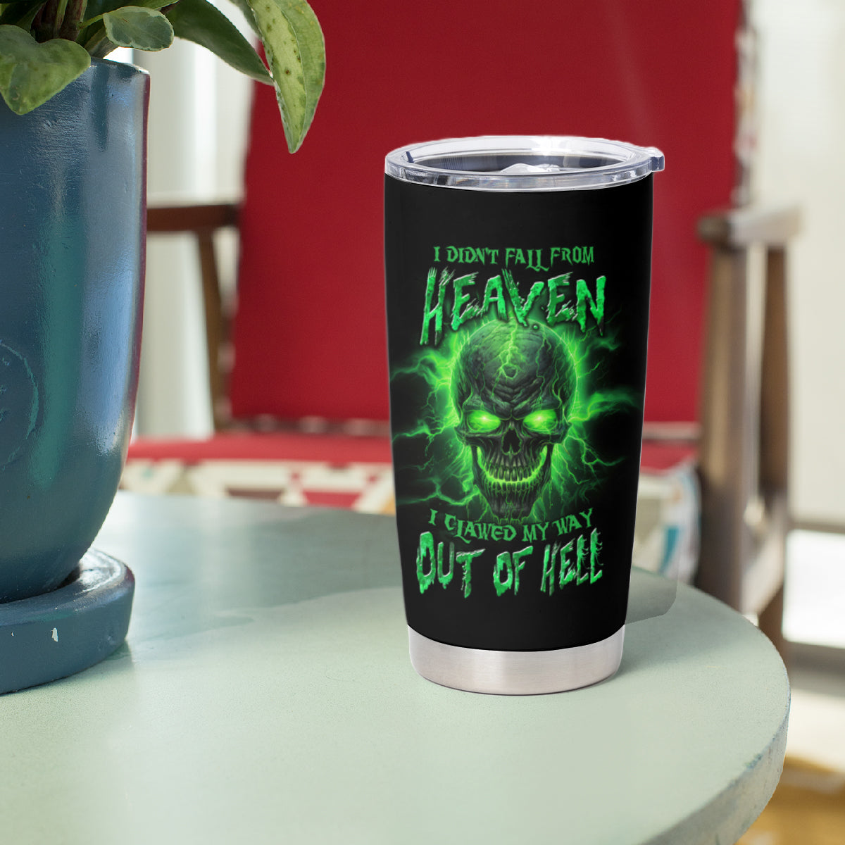 Heaven Don't Want Me Mad Skull Tumbler Cup - Wonder Print Shop