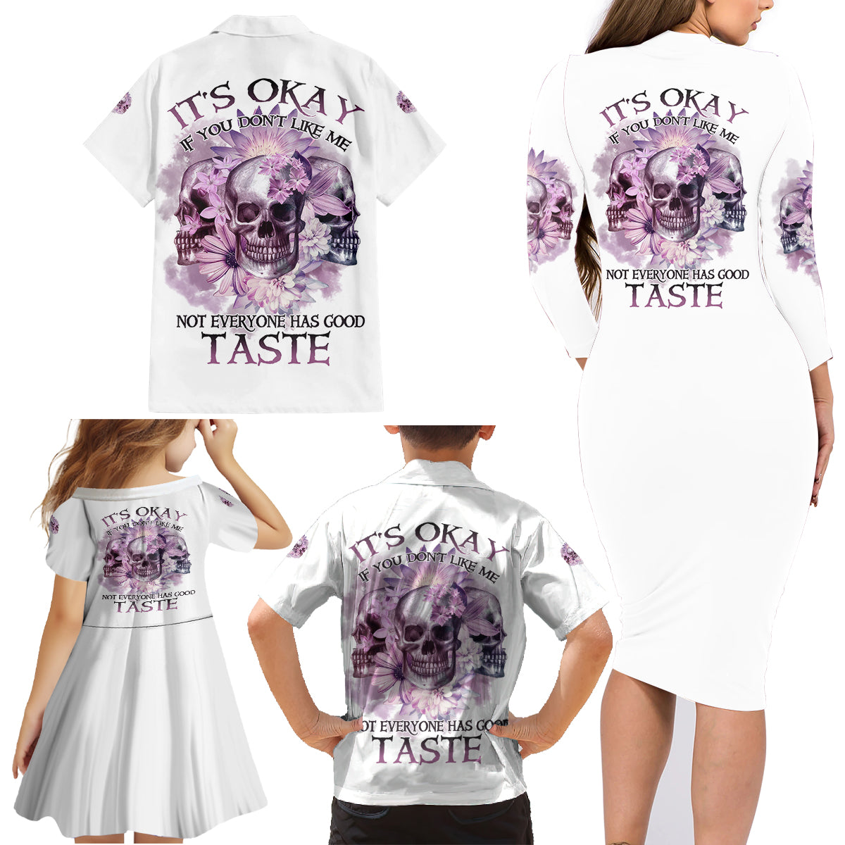 It's Okay If You Don't Like Me Family Matching Long Sleeve Bodycon Dress and Hawaiian Shirt - Wonder Print Shop