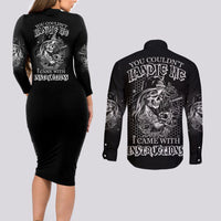 You Couldn't Handle Me B & W Couples Matching Long Sleeve Bodycon Dress and Long Sleeve Button Shirt - Wonder Print Shop