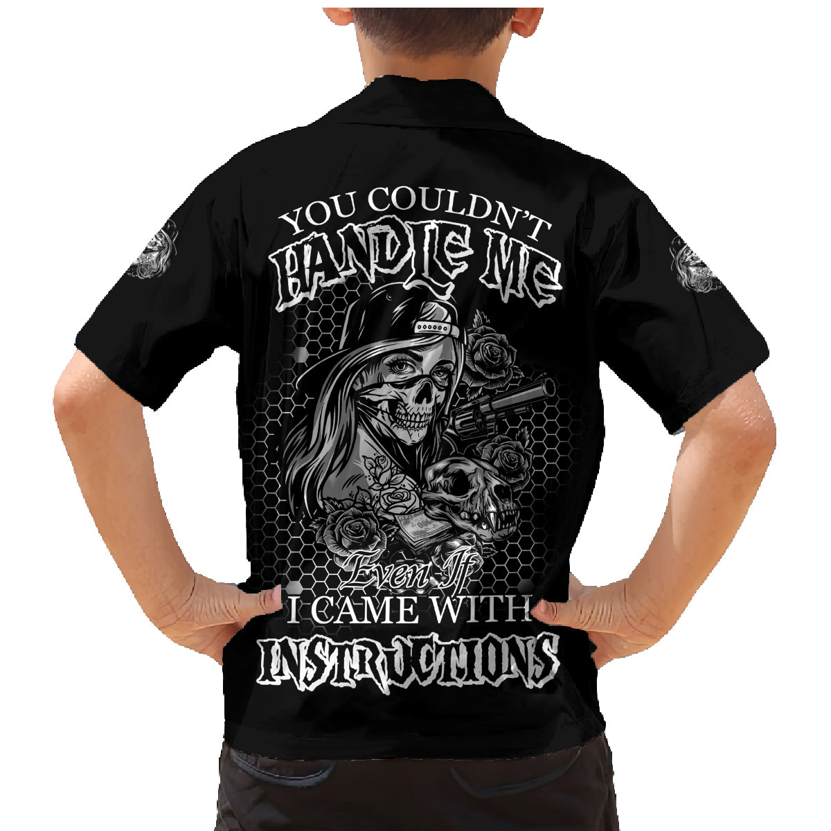 You Couldn't Handle Me B & W Family Matching Mermaid Dress and Hawaiian Shirt - Wonder Print Shop