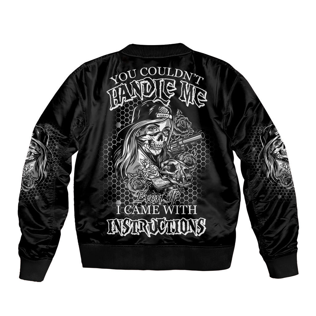 You Couldn't Handle Me B & W Sleeve Zip Bomber Jacket - Wonder Print Shop