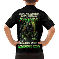 Warning Sign Skull Reaper Family Matching Long Sleeve Bodycon Dress and Hawaiian Shirt - Wonder Print Shop