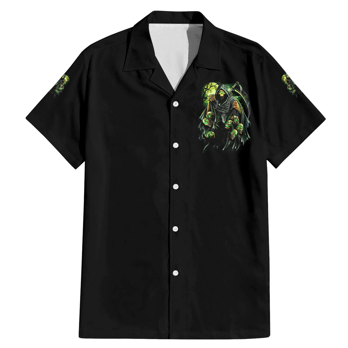 Warning Sign Skull Reaper Family Matching Mermaid Dress and Hawaiian Shirt - Wonder Print Shop