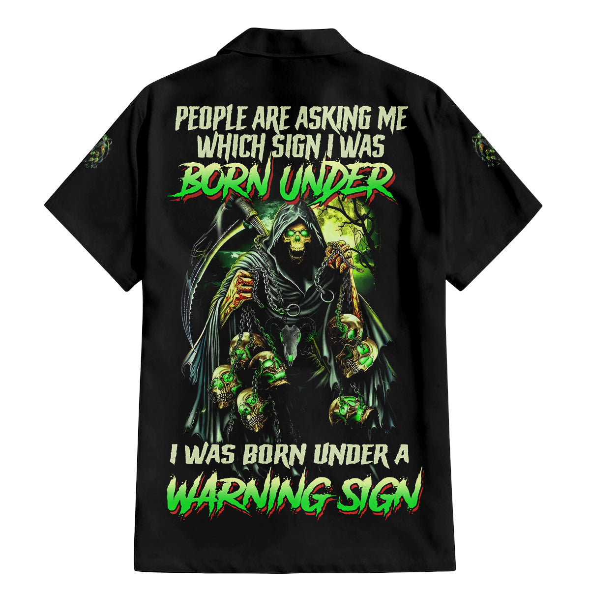 Warning Sign Skull Reaper Family Matching Mermaid Dress and Hawaiian Shirt - Wonder Print Shop