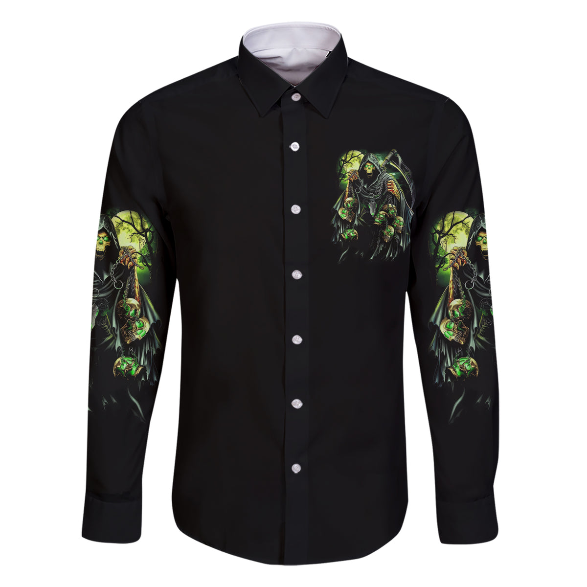 Warning Sign Skull Reaper Family Matching Short Sleeve Bodycon Dress and Hawaiian Shirt - Wonder Print Shop