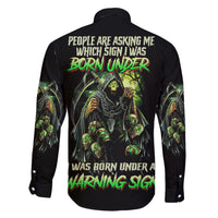 Warning Sign Skull Reaper Family Matching Short Sleeve Bodycon Dress and Hawaiian Shirt - Wonder Print Shop