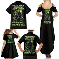 Warning Sign Skull Reaper Family Matching Summer Maxi Dress and Hawaiian Shirt - Wonder Print Shop