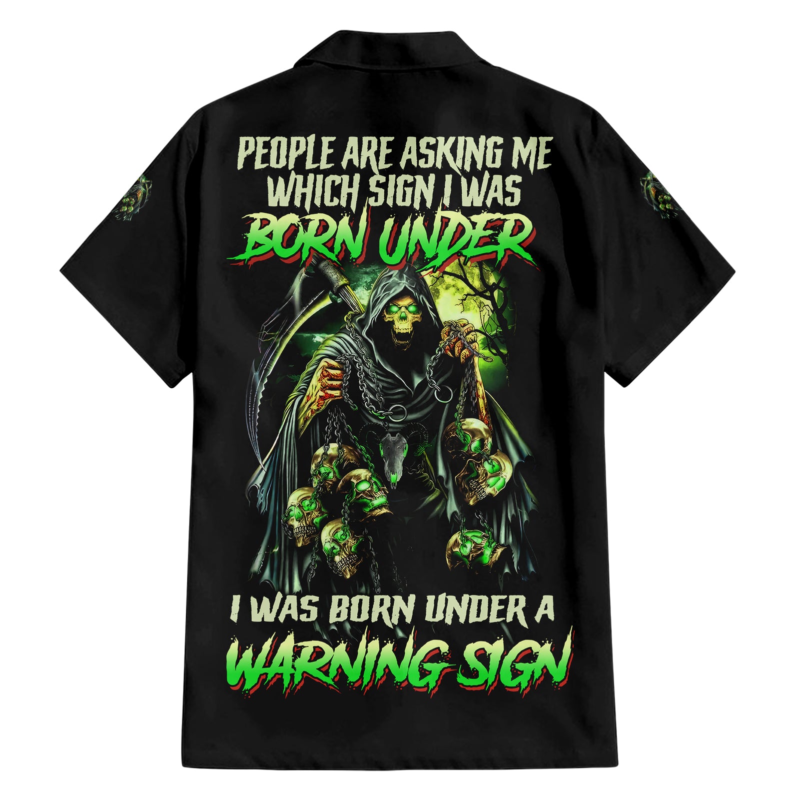 Warning Sign Skull Reaper Hawaiian Shirt - Wonder Print Shop