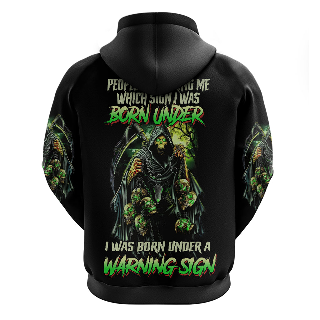 Warning Sign Skull Reaper Hoodie - Wonder Print Shop