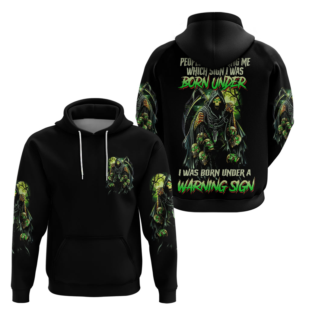 Warning Sign Skull Reaper Hoodie - Wonder Print Shop