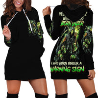 Warning Sign Skull Reaper Hoodie Dress - Wonder Print Shop