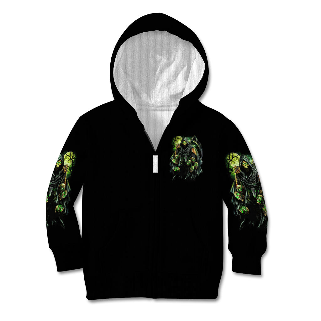 Warning Sign Skull Reaper Kid Hoodie - Wonder Print Shop