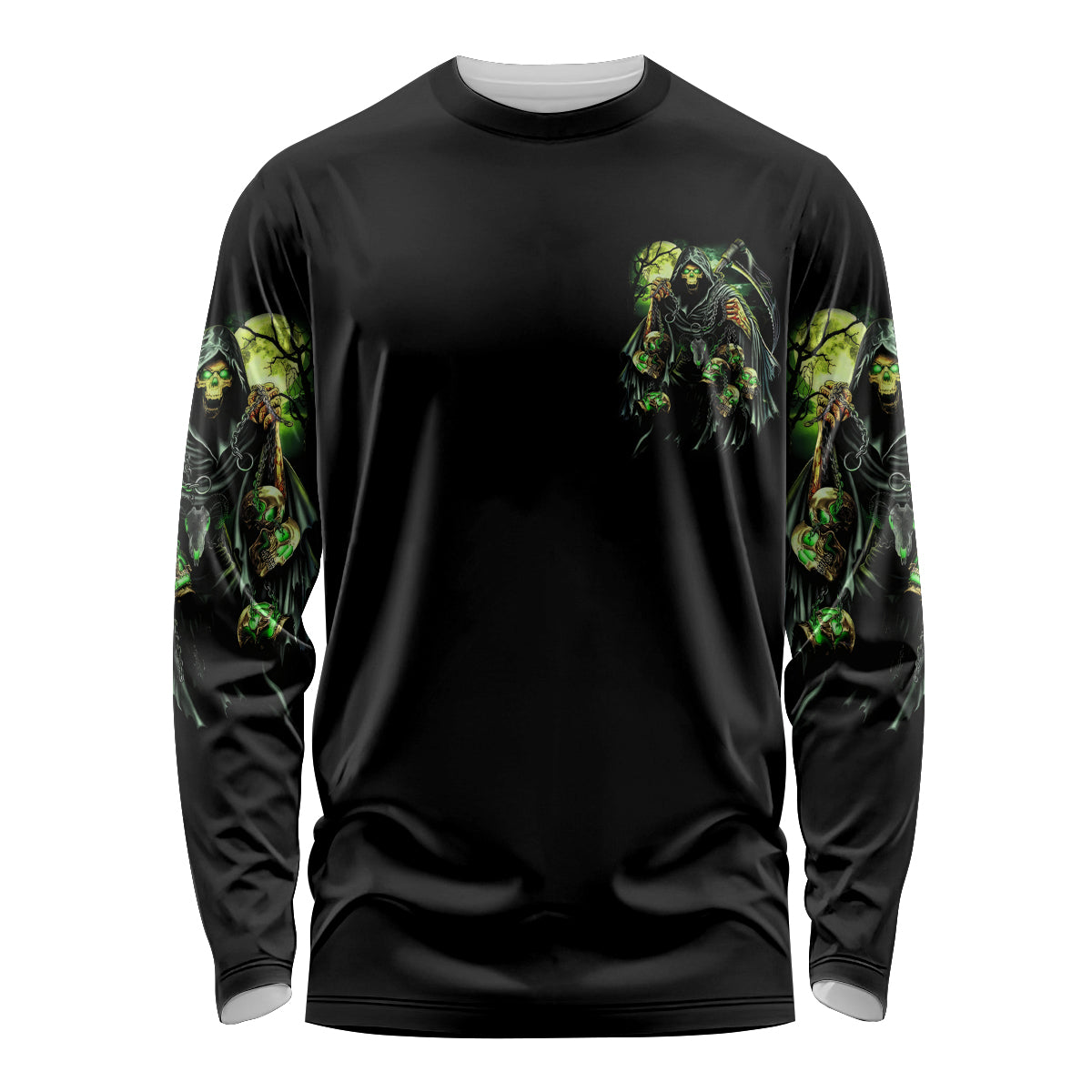 Warning Sign Skull Reaper Long Sleeve Shirt - Wonder Print Shop