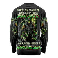 Warning Sign Skull Reaper Long Sleeve Shirt - Wonder Print Shop